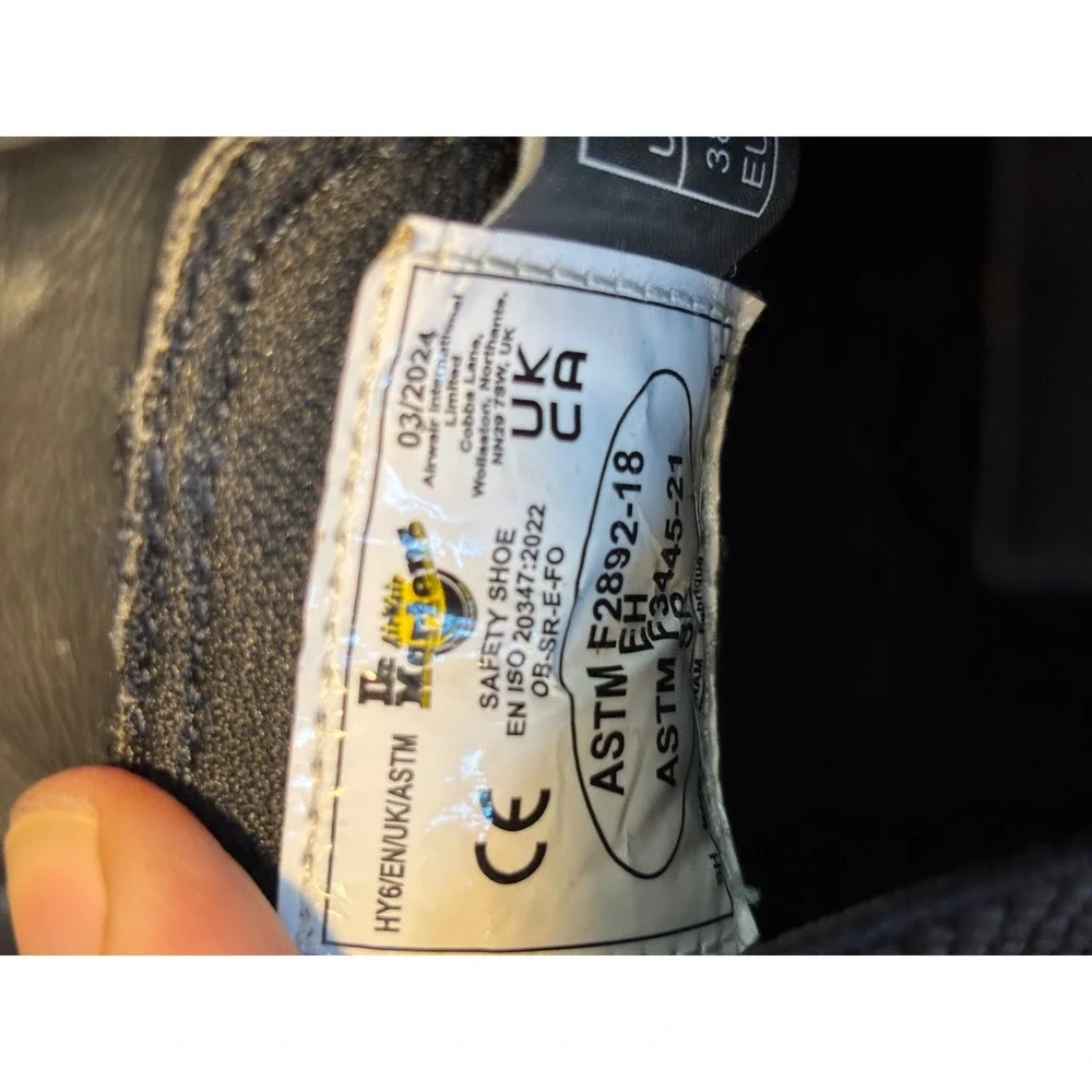 Dr. Martens 2976 SR Black Leather Slip Resistant Chelsea Service Boots ASTM EH
